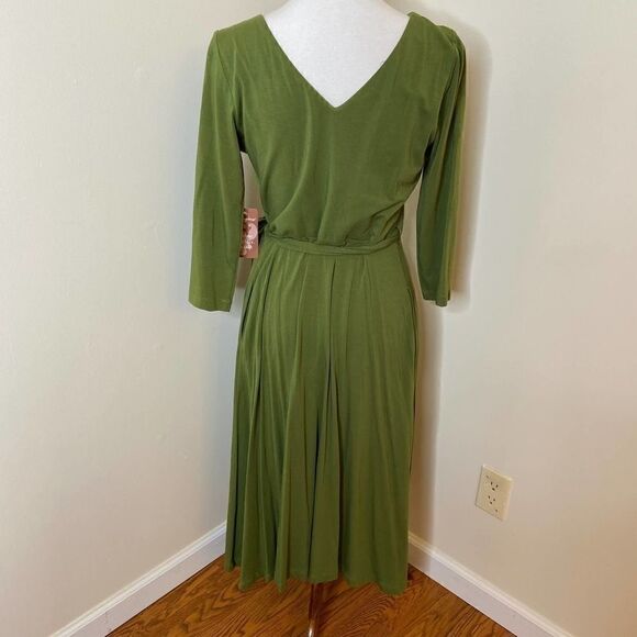 NEW Soft Surroundings Green Wrap Dress Small - Picture 2 of 6